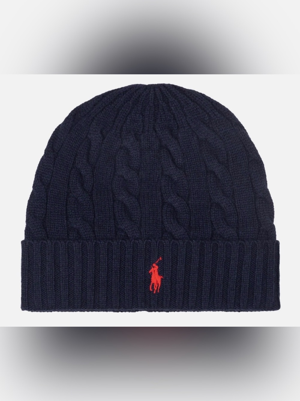 NWT Polo Ralph Lauren Solid NAVY BLUE Wool Blend CABLE KNIT Beanie Cap Hat